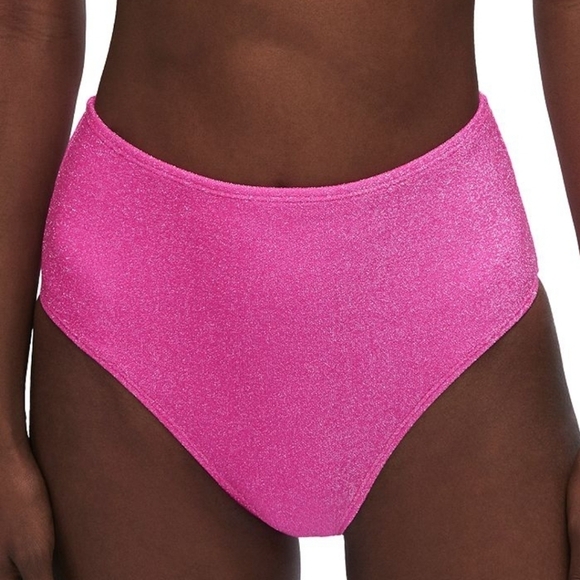 Good American Sparkle High Waisted Brief Bikini Bottom 3 - Picture 1 of 5
